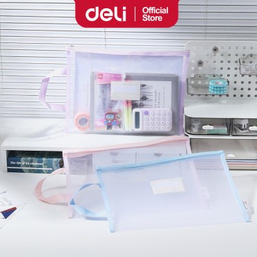 Deli A4 Mesh Zip Bag with...