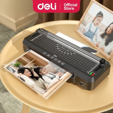 Deli A4 Laminating Machine 300mm/min Laminator Auto Film Feed Cut & Laminate Corner Rounder Included