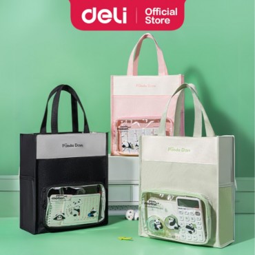 Deli Panda Series Tuition Bag with Front Compartment Tote Beg Eco Shopping Bag Oxford Fabric