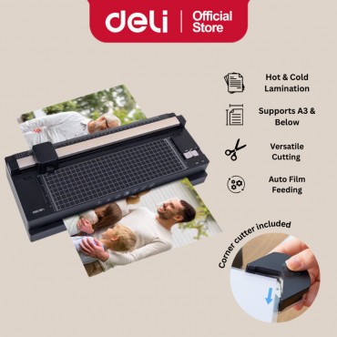 Deli A3 Laminating Machine | Hot & Cold Lamination | Auto Film Feed | Cutter & Corner Tool | 250mm/min