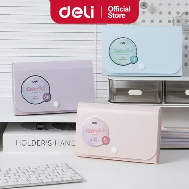 Deli A6 Expanding File Folder Bill Size 13 Dividers with Index Tabs Snap Closure Organizer