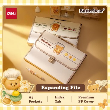 Deli Butterbear A4 Expanding File Large Capacity 13 Pockets Document Folder Organizer Office School Supplies