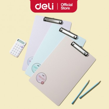 Deli FC Size Clipboard with Retractable Hanging Tag | Metal Clip | 2.2mm Foam PP | Rounded Corners