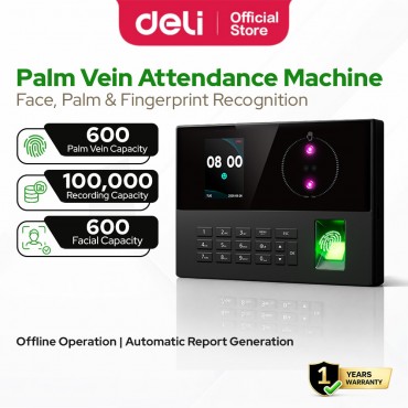 Deli Palm Vein Attendance Machine Face Fingerprint Recognition Employee Clock In Office Attendance System