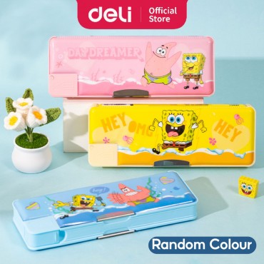 Deli SpongeBob SquarePants Series Hard Pencil Case with Sharpener Pensel Box Storage Kotak Pensil
