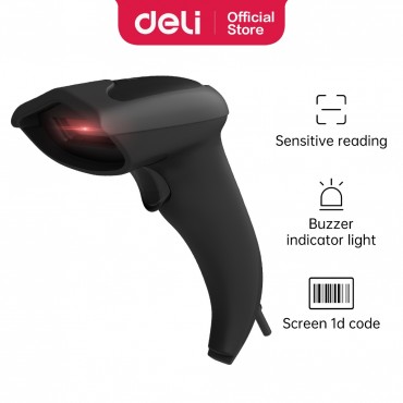 Deli Infrared Barcode Scanner 1D Reader USB CCD Wired Handheld Black ES201