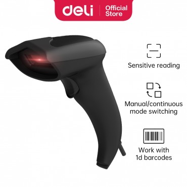 Deli Laser Barcode Scanner 1D Wired Handheld ES211