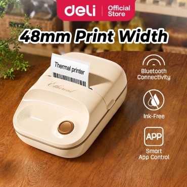 Deli Mini Thermal Label Printer Bluetooth Portable Sticker Printer Home DIY Memo Label Maker